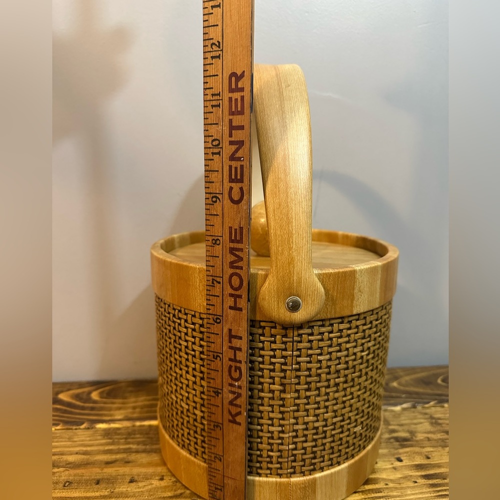 Vintage Elmar Mfg. Insulated Ice Bucket Basket Weave Design 1970's Made in USA - Picture 3 of 8